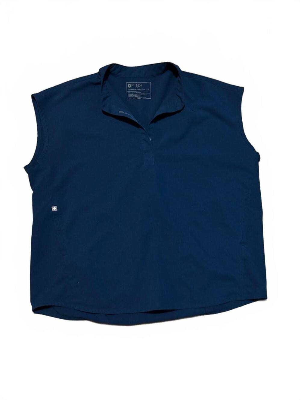 FIGS Technical Collection Navy Sleeveless Medical Scrub Top, Size M